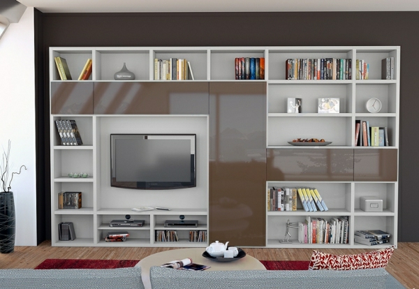 white lacquered white TV furniture