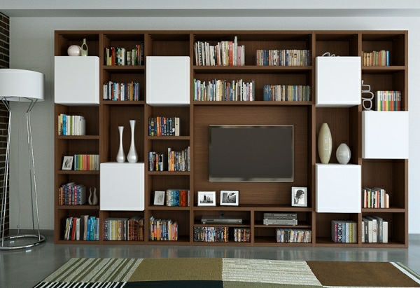 modern wooden bookcase tv furniture