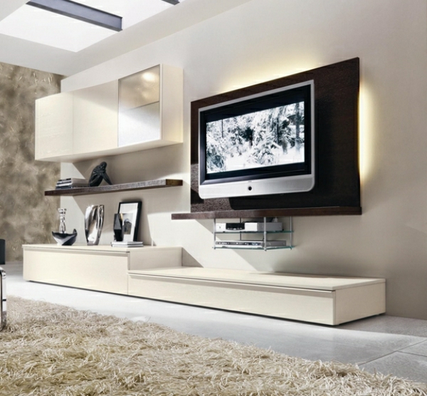 white wood TV furniture design