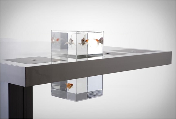 milk desk desk design thick slab aquarium