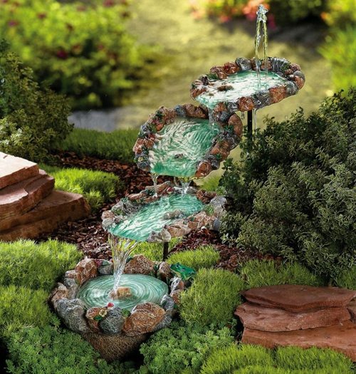 mini fountain garden ceramic turquoise waterfall