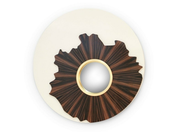 round wood design mirror