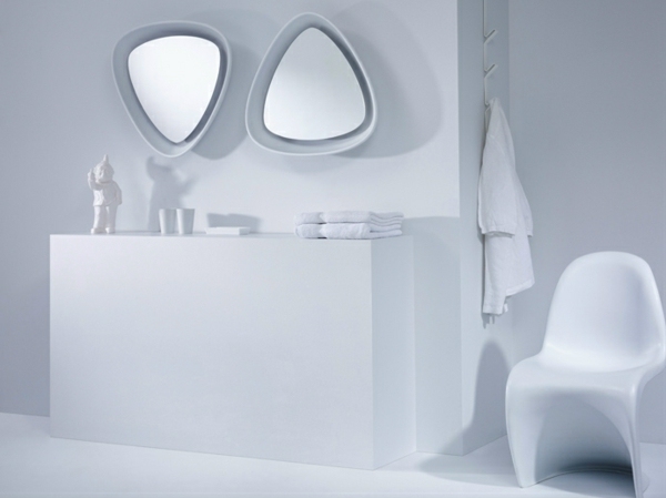 Reflect triangular mirrors + interior design bathroom