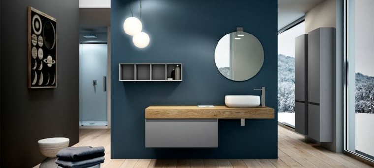 worktop bathroom wood mirror idea