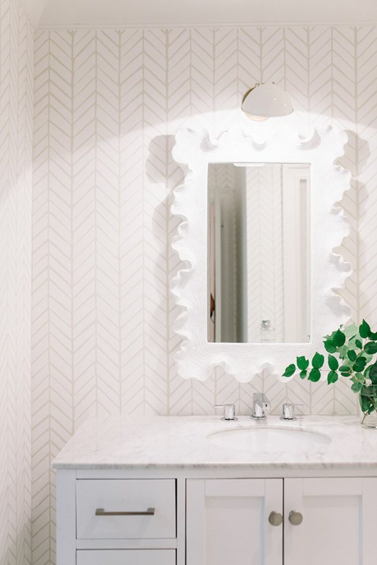 wallpaper bathroom mirror design fixture suspension deco plant