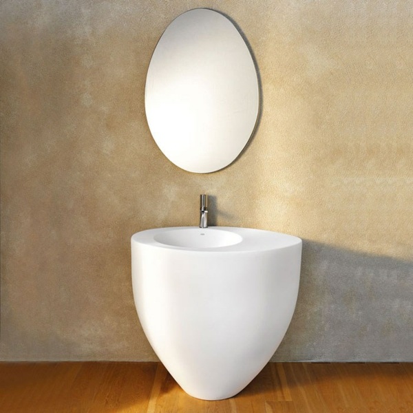 Contemporary mirror shape d'oeuf design bains