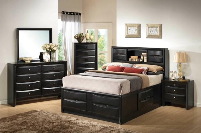 matching bedroom furniture in black painted wood