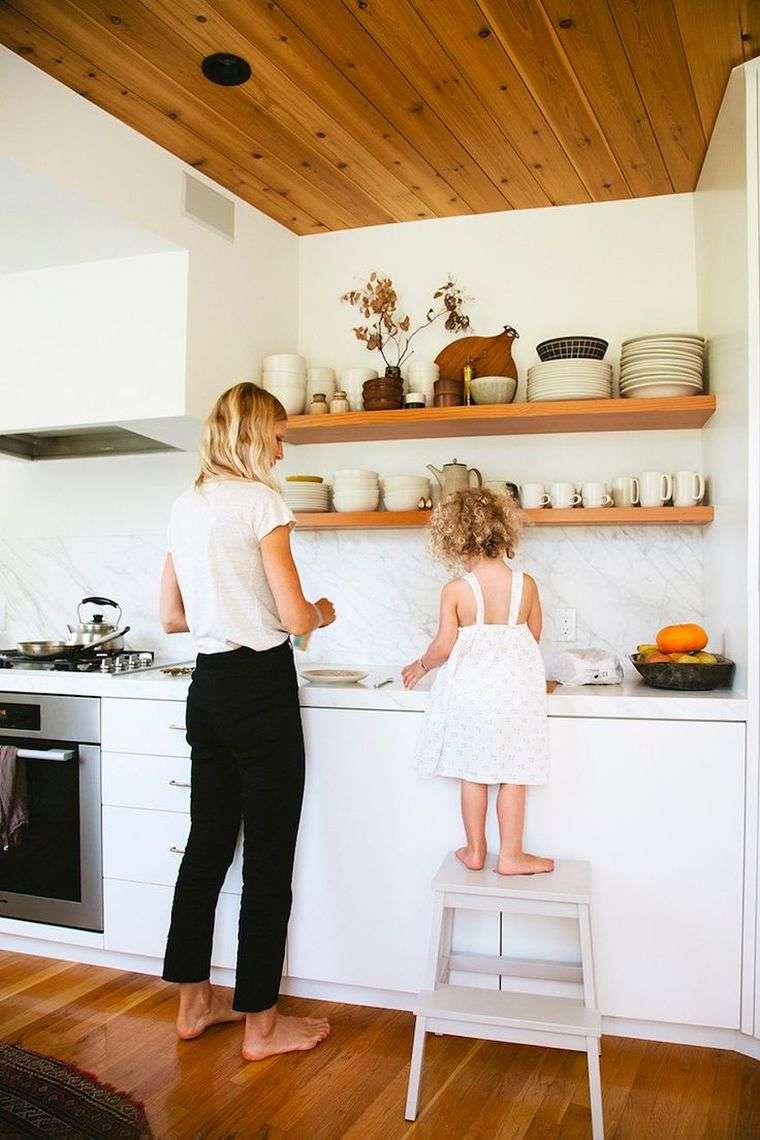 furniture kitchen corridor white credenza trick storage open white ground wood