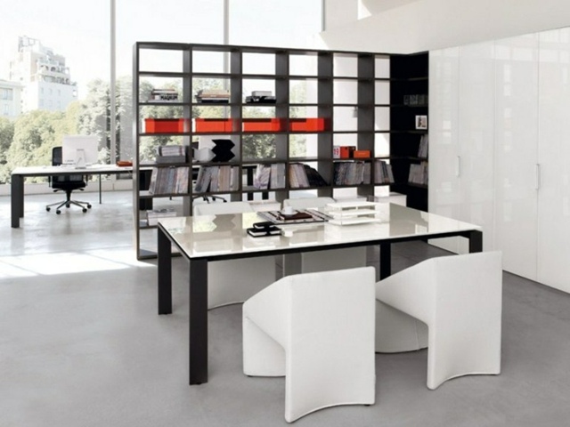 Minimalist white example with accents colors design office furniture