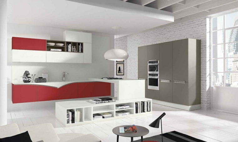 red white gray kitchen model