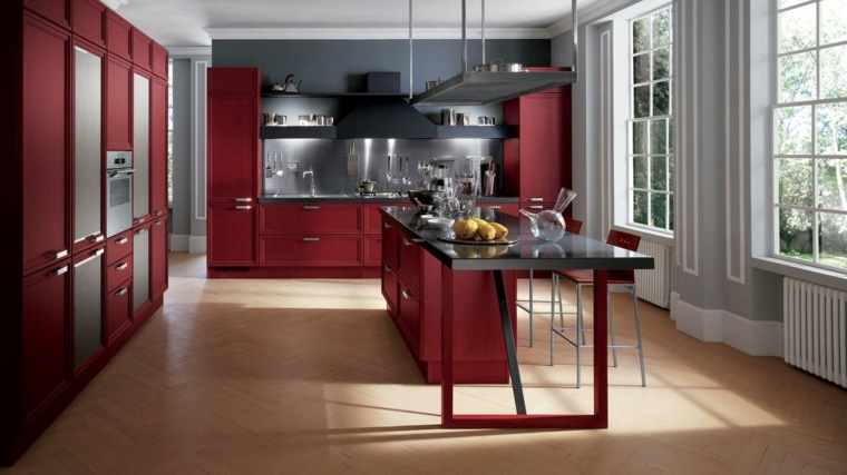 red modern design kitchen model