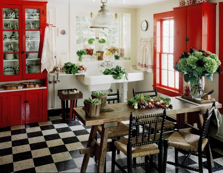 red kitchen model backsplash idea