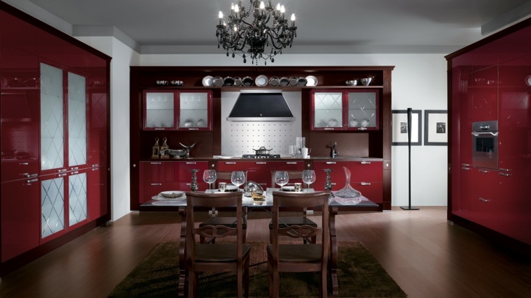 red kitchen model laquered design