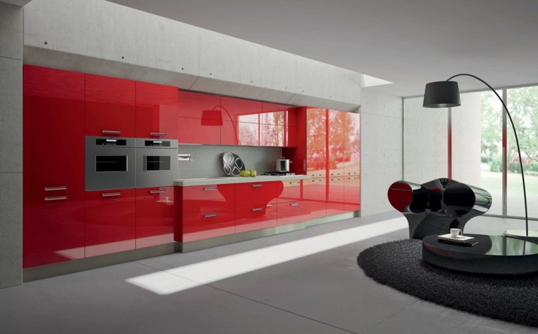 red lacquered modern kitchen model