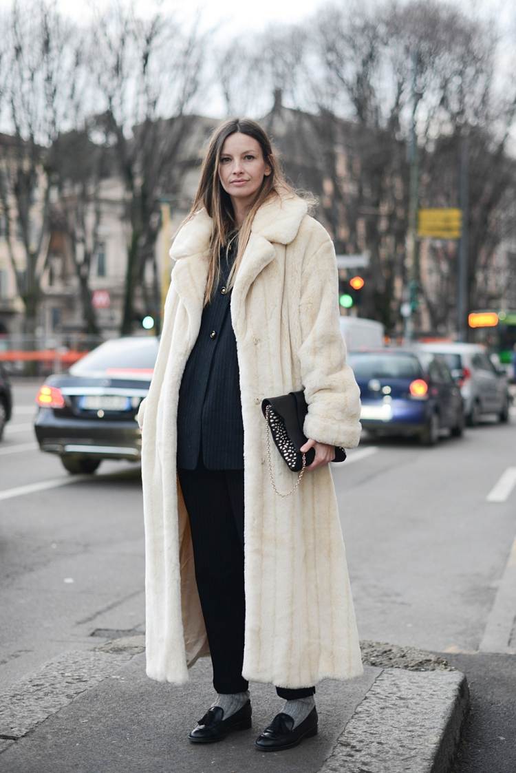 fur coat woman clear shade