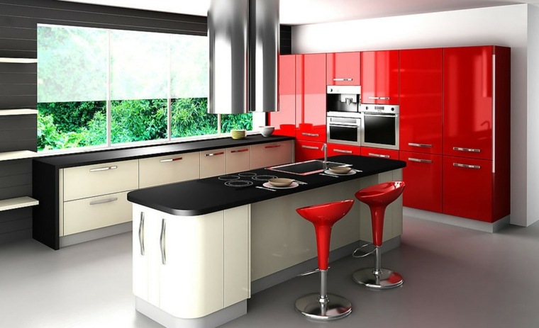 red kitchen design