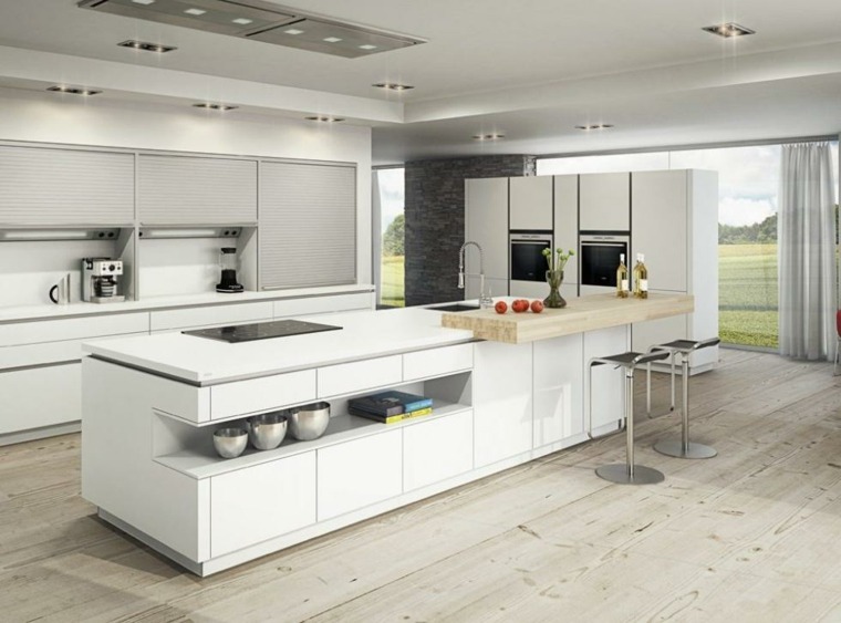 kitchen model white color island central kitchen