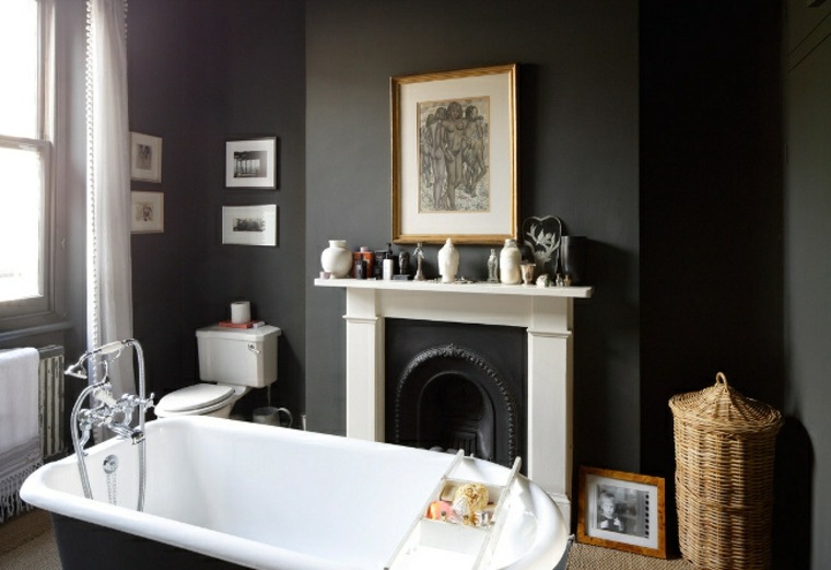 bathroom model tub and fireplace