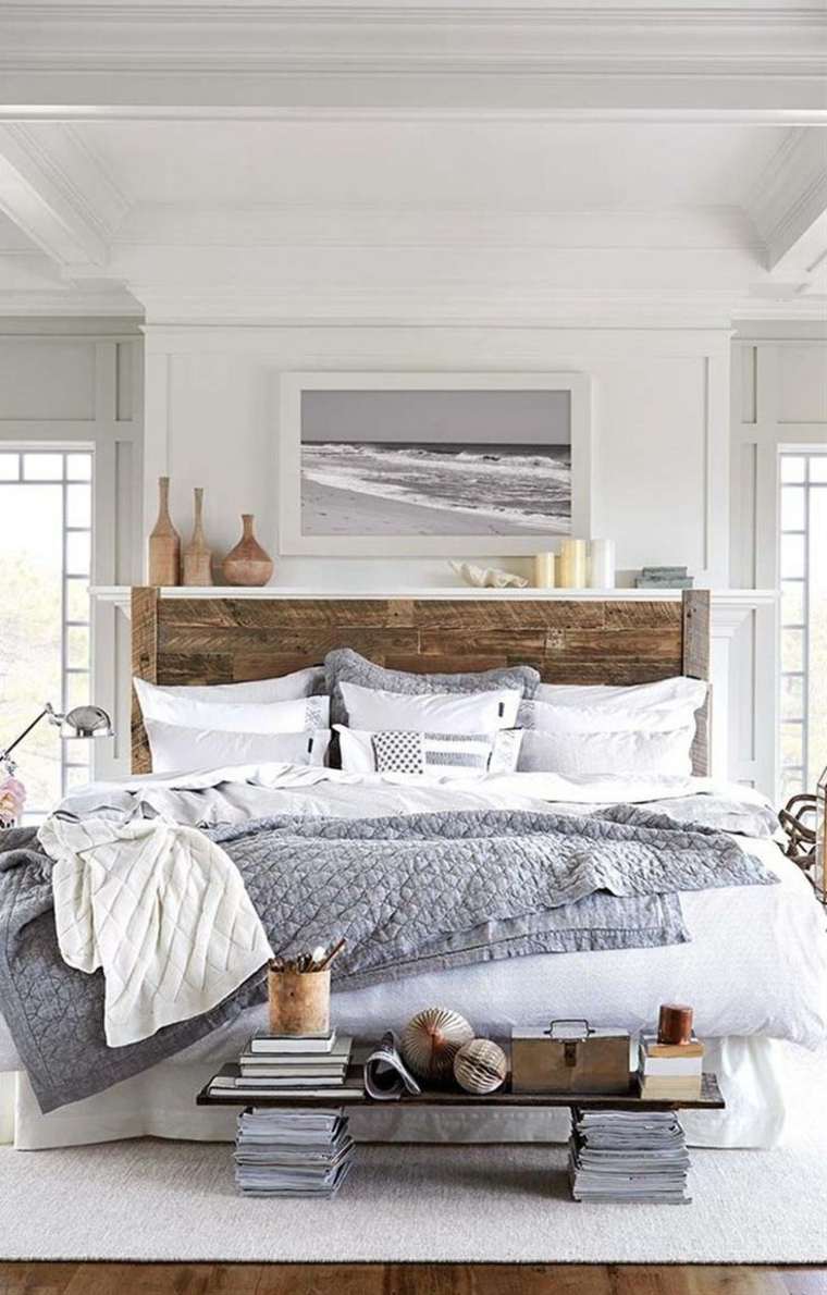 photo headboard wood bedroom deco seaside wall shelves