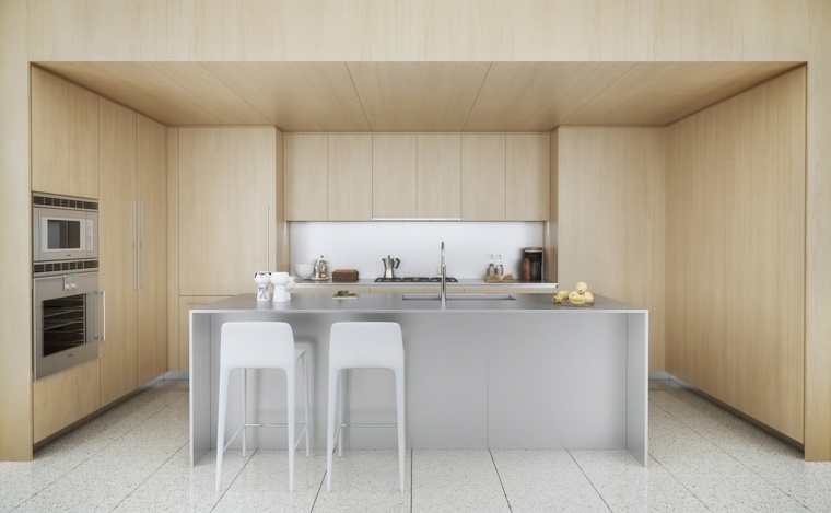 Scandinavian design modern kitchen models wood coating