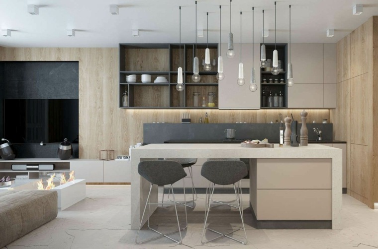 modern kitchen models lighting open space living room
