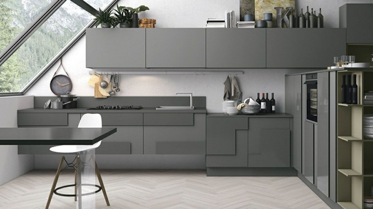 modern kitchen models gray color geometric deco