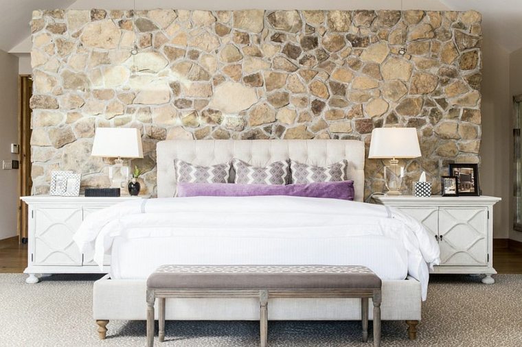 wall accent stone bedroom deco