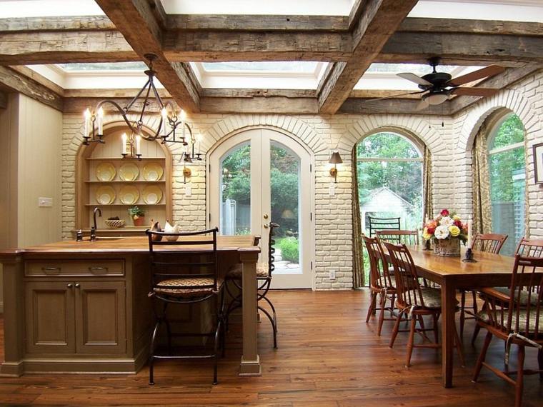 white brick wall kitchen