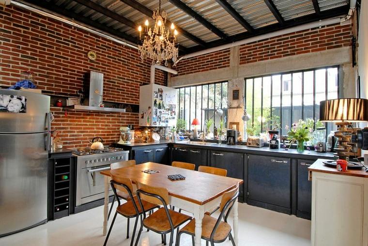 stylish brick wall kitchen