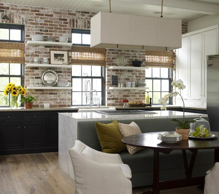 brick wall idee deco modern kitchen