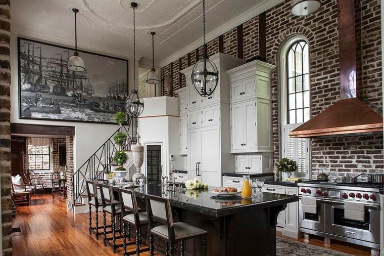 brick wall elegant kitchen