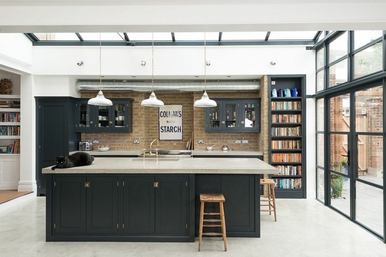 brick gray kitchen bricks