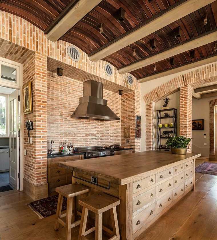 brick wall design modern kitchen