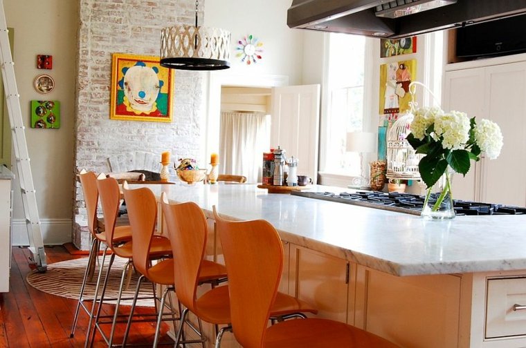 brick wall exposed kitchen design