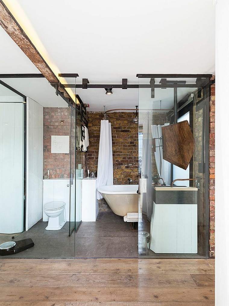 wall bricks bathroom industrial style