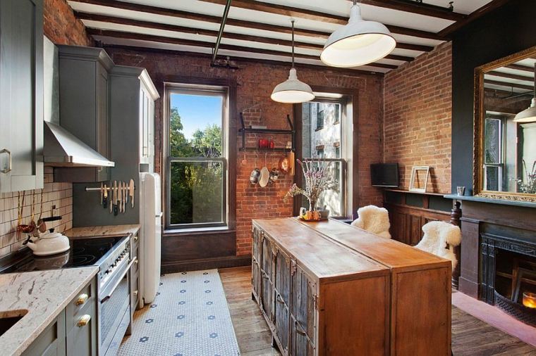 brick wall kitchen design