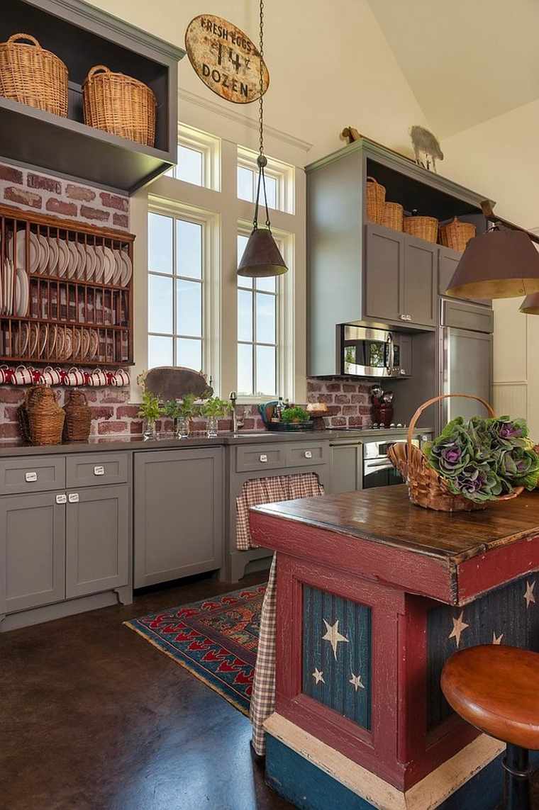 gray kitchen brick wall