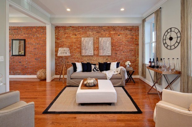 brick wall interior living room