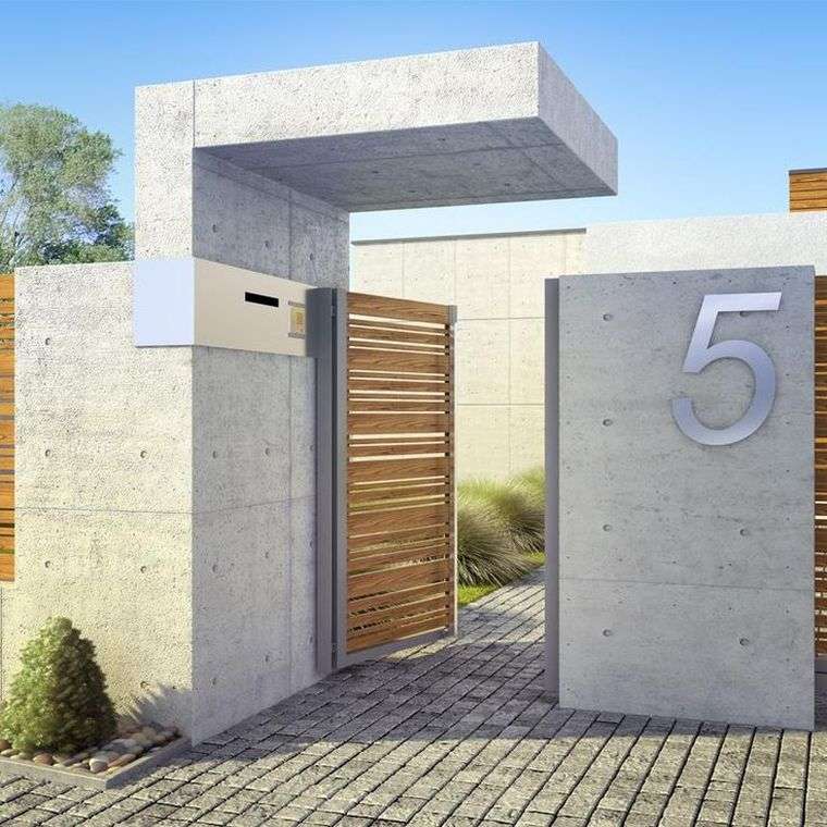 moderne hegn mur-have-træ-beton