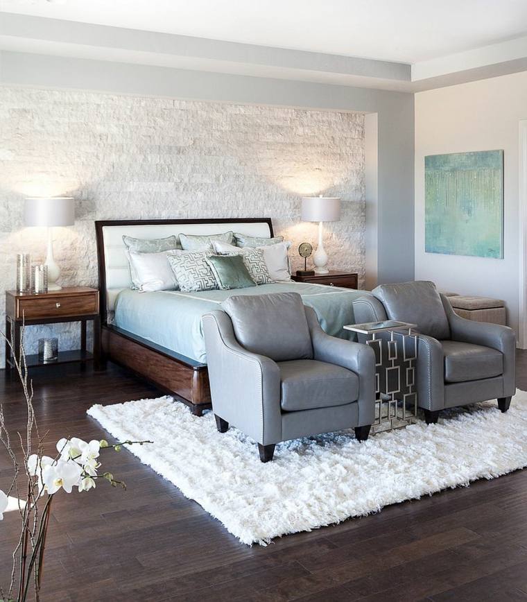 white stone wall bedroom