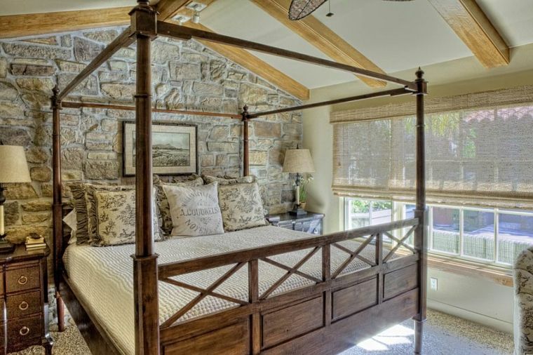 stone wall design canopy bed