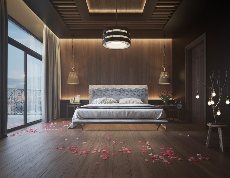 wooden wall bedroom romantic deco adult