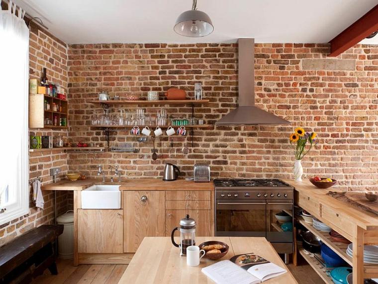 brick wall idea kitchen design