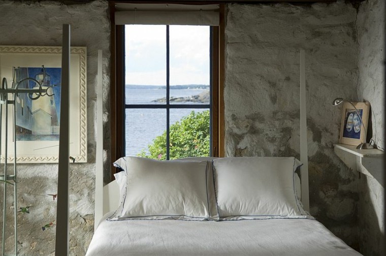 stone wall bedroom minimalist deco