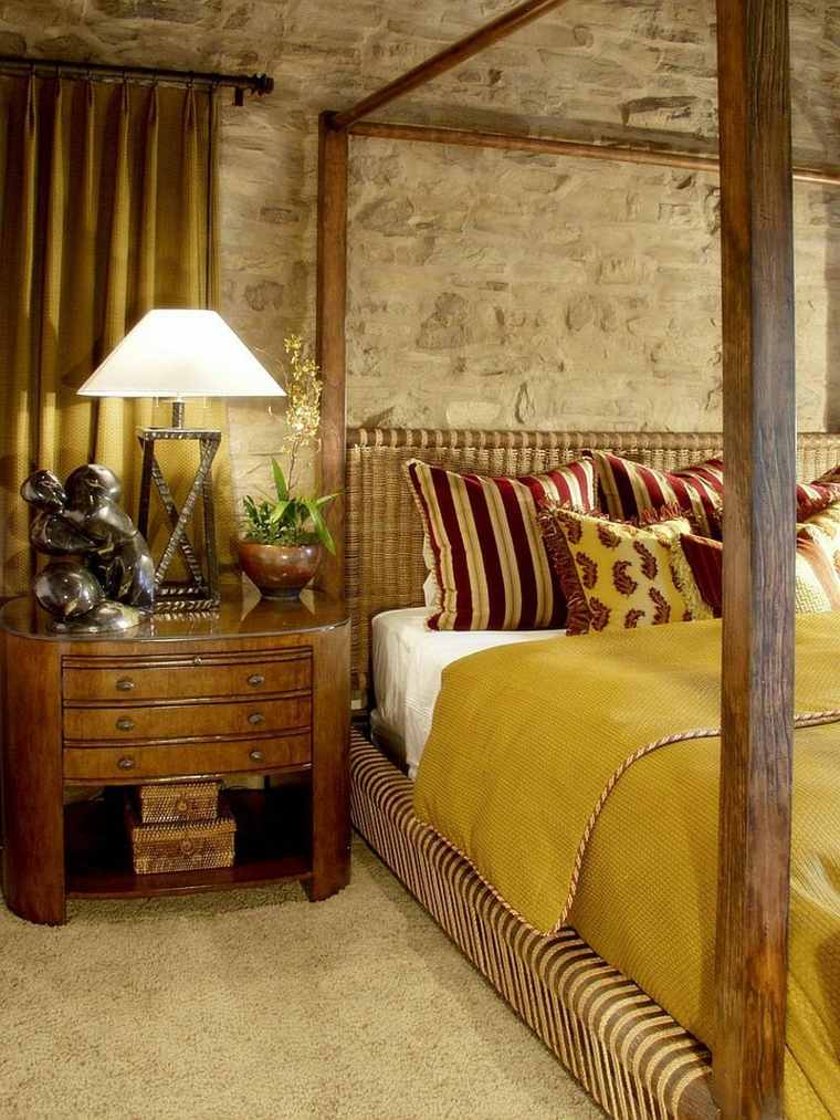 stone wall bed canopy bedroom