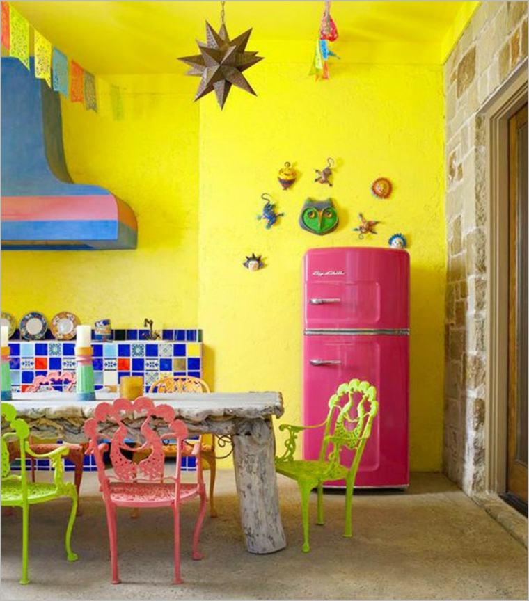 yellow chick walls multicolored accents