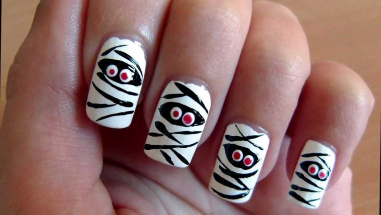 nail art halloween easy-original-mummy