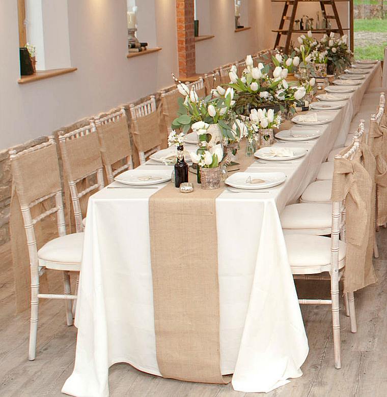 white tablecloth square party