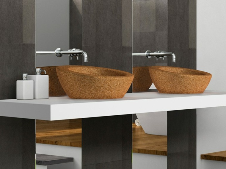 cork washbasin design idea bathroom modern worktop