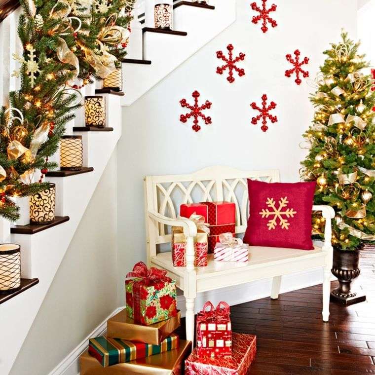 christmas deco staircase banister stair lamps